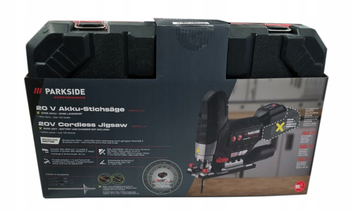 Лобзик PARKSIDE PERFORMANCE 20 V PSSPA 20-Li F4 - без акумулятора та зарядного пристрою Performance Series