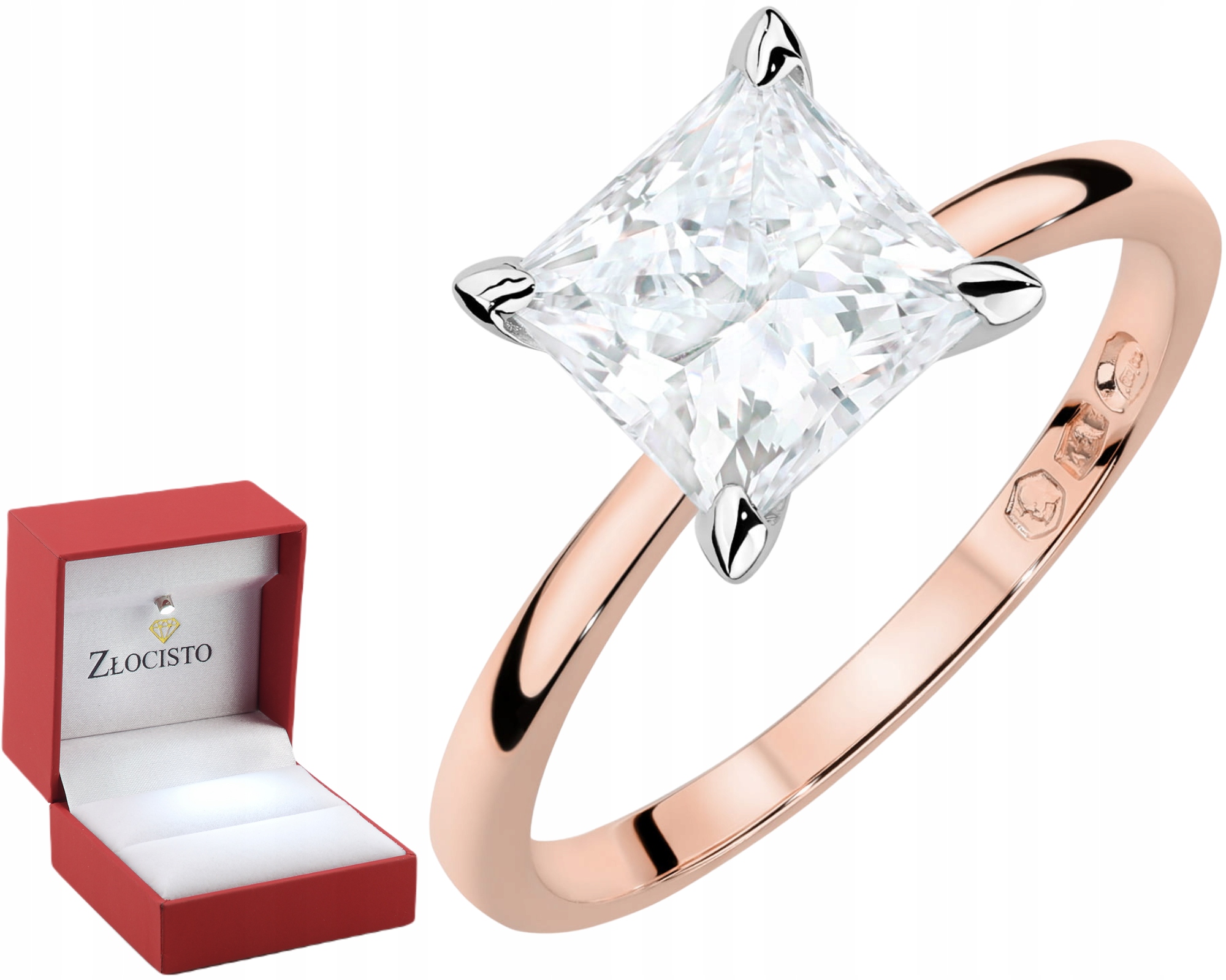 Růžový Zlatý Prstýnek S Diamantem 585 Lab, Moderní Dárek