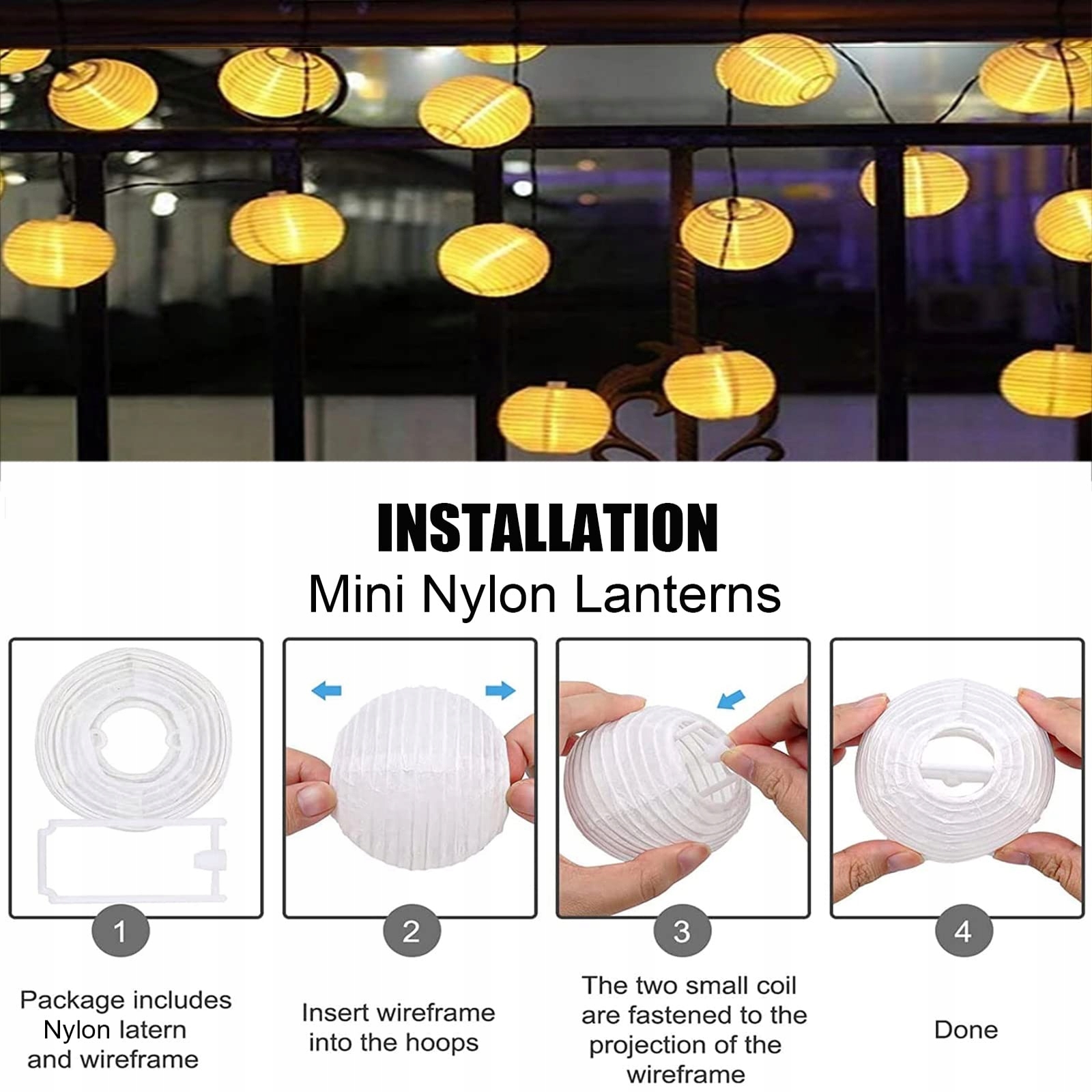 BOWAR Lampki Solarne Oświetlenie Zewnętrze Girlanda Świetlna 50 LED 10M — miniatura 4