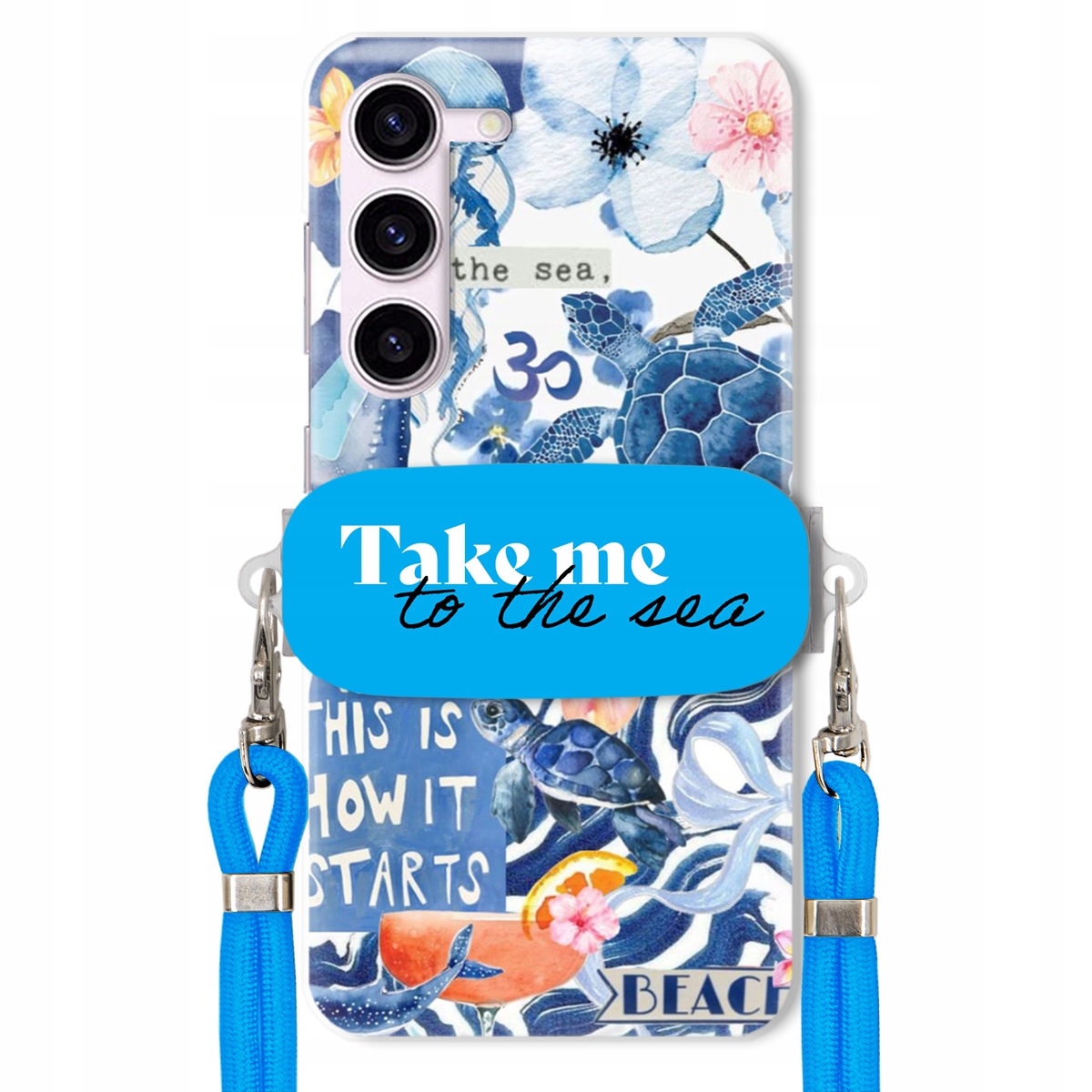 Puzdro pre Samsung S23 Modré Crossbody vodítko držiak Take Me To The Sea