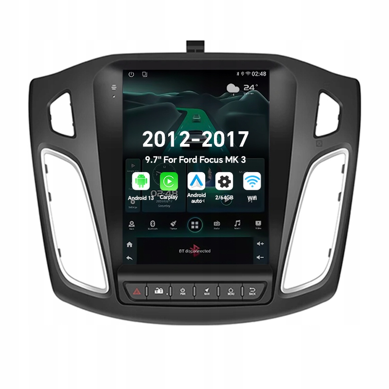 9,7" 2Din Android 13 autorádio pre Ford Focus Mk 3 2012-2017 Carplay 2G 64G
