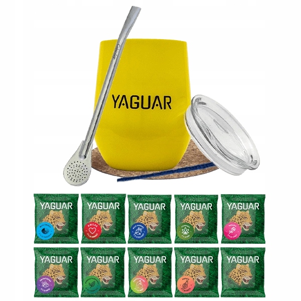 Sada Yerba Mate vzorky Yaguar 10x50g Termoplastická hmota TermoLid a Bombilla