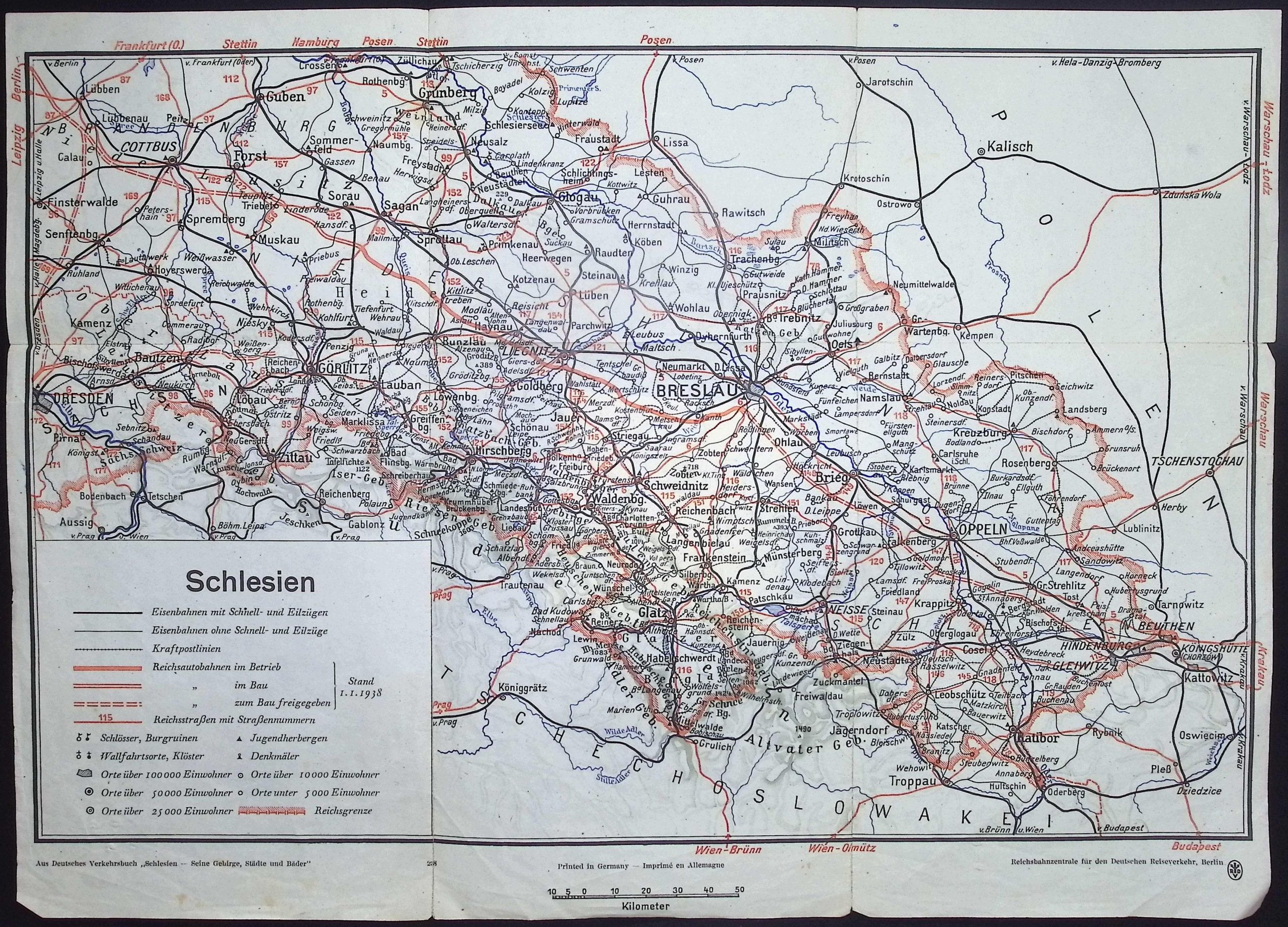 Schlesien - Śląsk. Mapa (1938 r.)