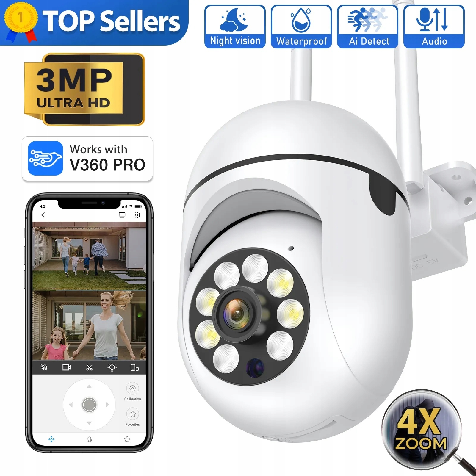 Kamera Ip ConceptRGP Kamera obrotowa Wifi zewnętrzna Full Hd 3 Mpx