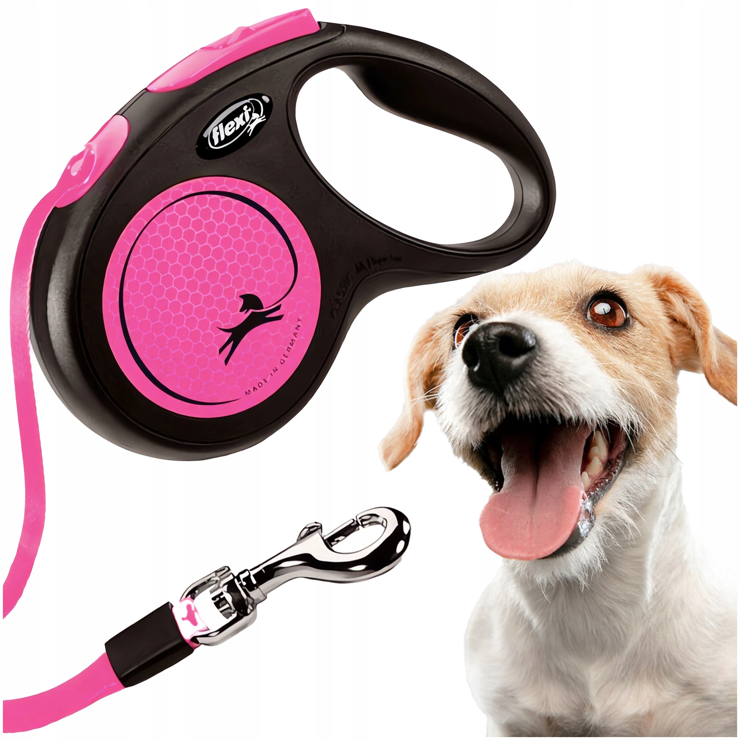 Levně Vodítko Pro Psa Flexi Automatická Natahovací Neonová Nastavitelná Páska 5 m