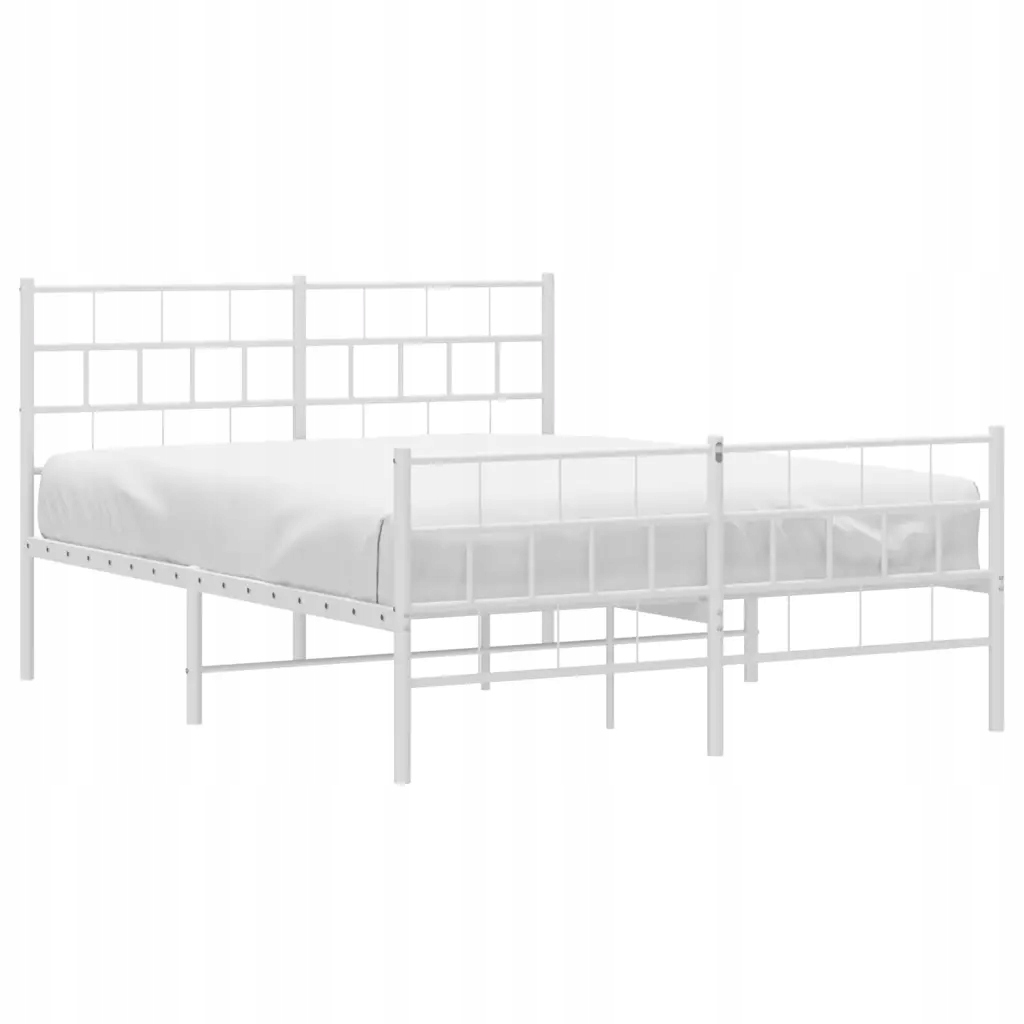 Metalowa rama łóżka z wezgłowiem i zanóżkiem, biała, 120x190 cm Marka VidaXL