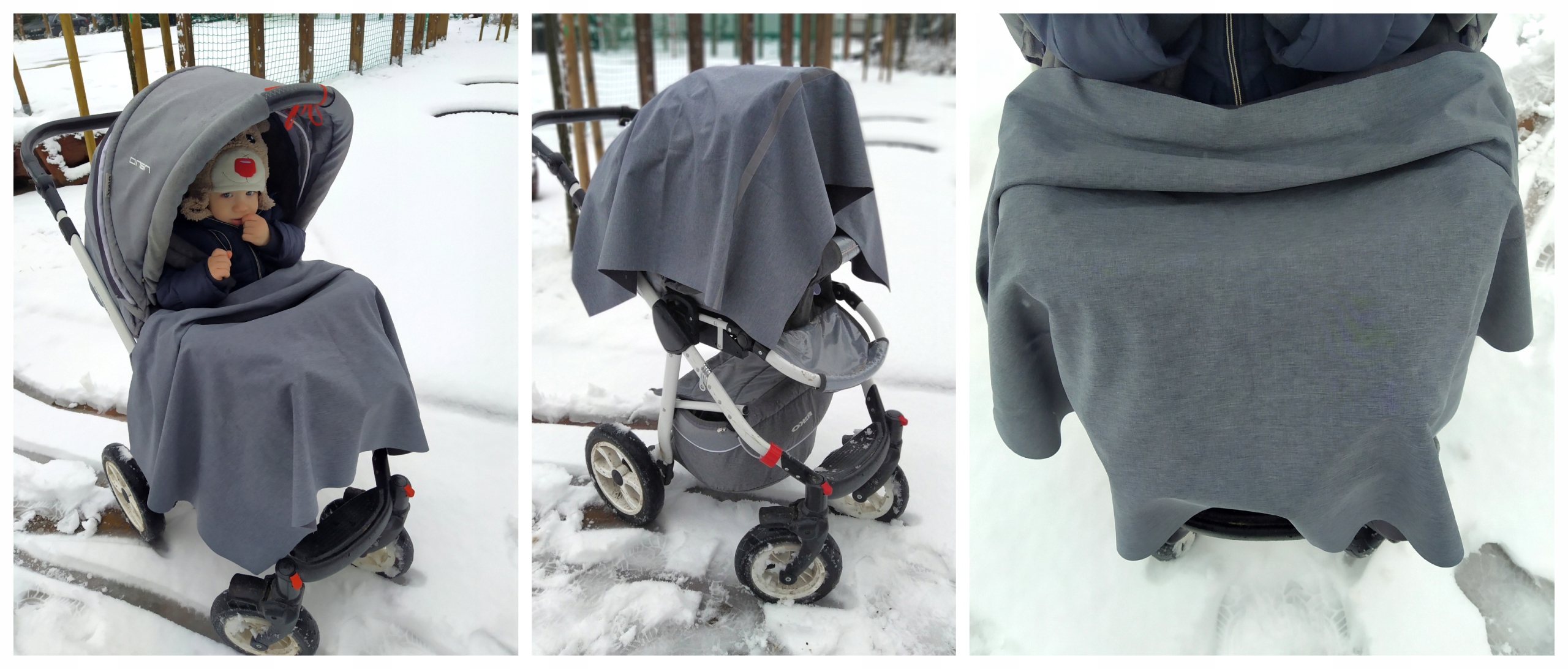 KOCYK Z SOFTSHELLU do wózka, na plażę, NARZUTKA WODOOPORNA, szare 110x90 Rodzaj inny