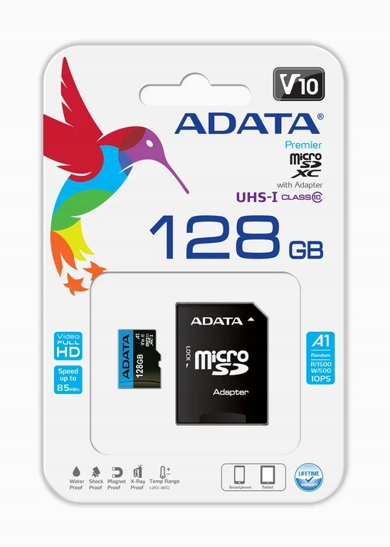 ADATA Premier 128 GB MicroSDXC UHS-I Klasa 10 Pojemność karty 128 GB