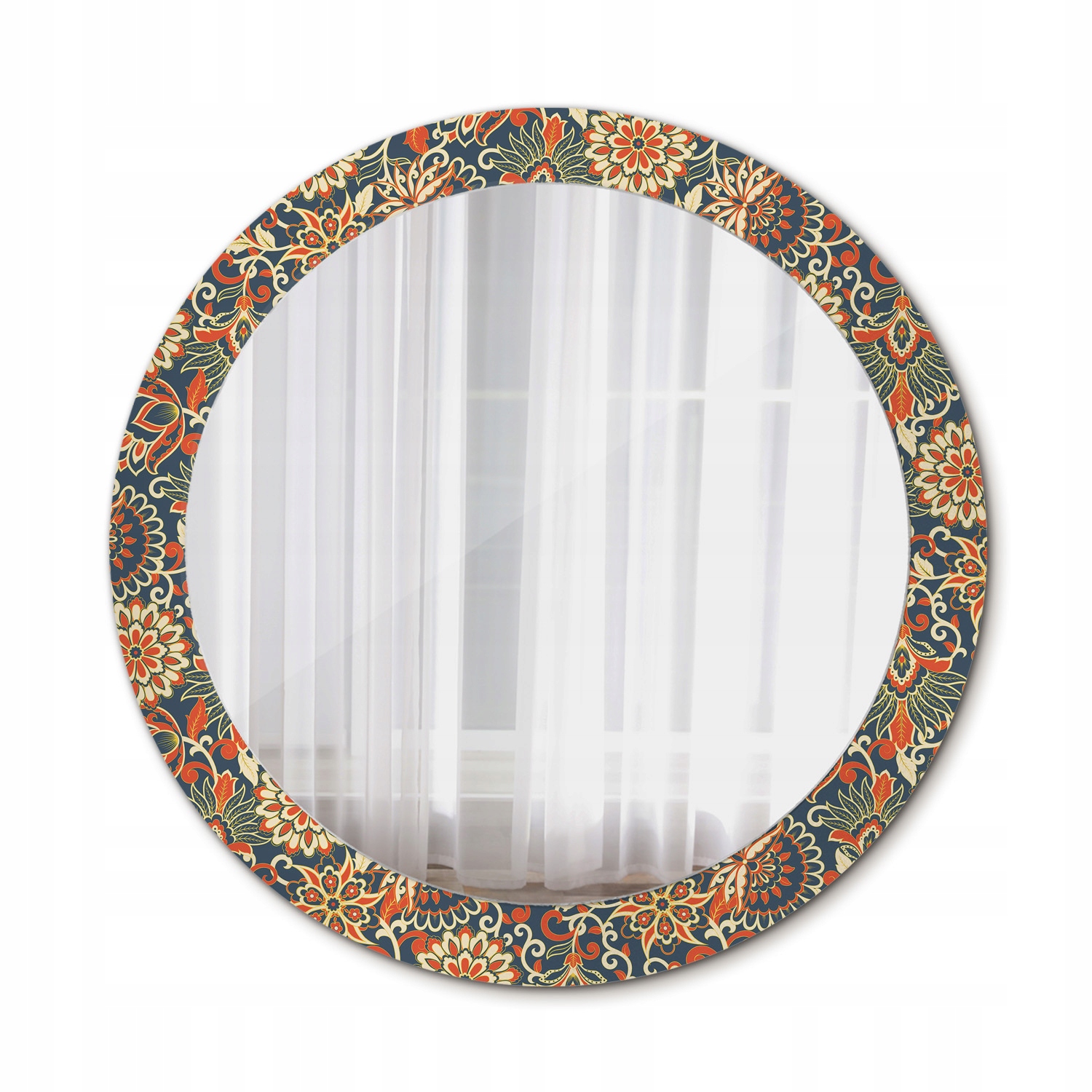 Závesné zrkadlo so skleneným rámom Retro kvety 80 cm