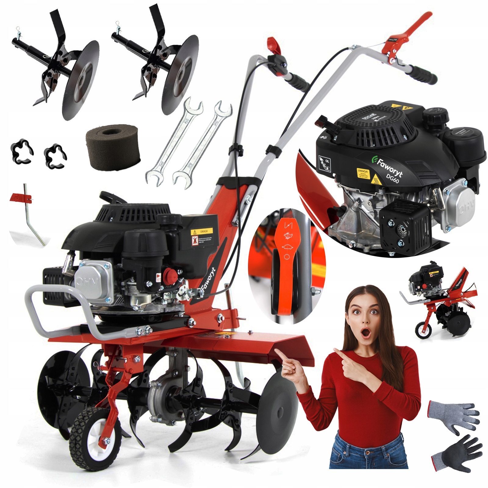 GLEBOGRYZARKA SPALINOWA 60CM KULTYWATOR 7KM STABILNE TALERZE MOCNA FULL