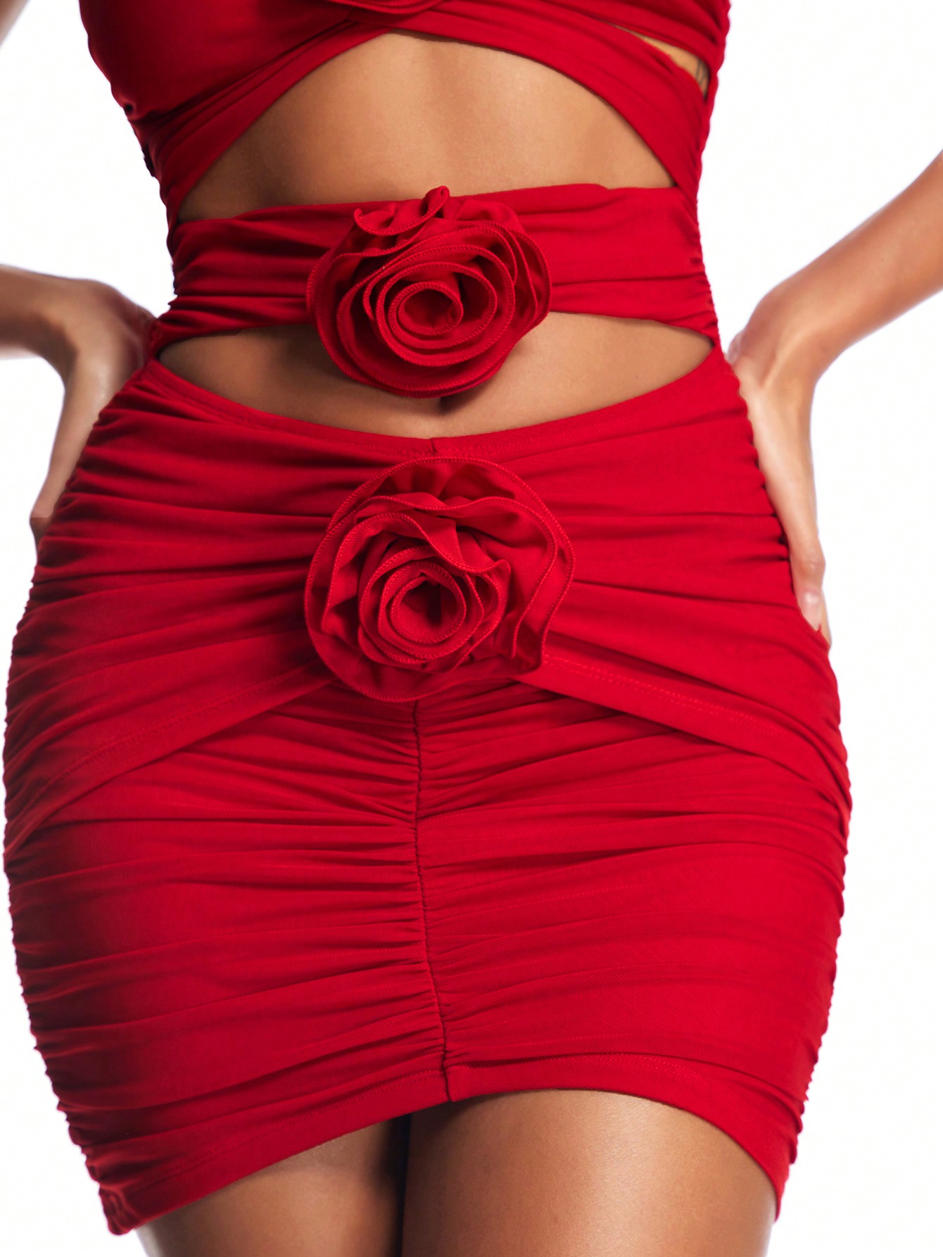 Šaty Mini Těsná Červená Sexy S Glamour Výřezy Shein Xs 34