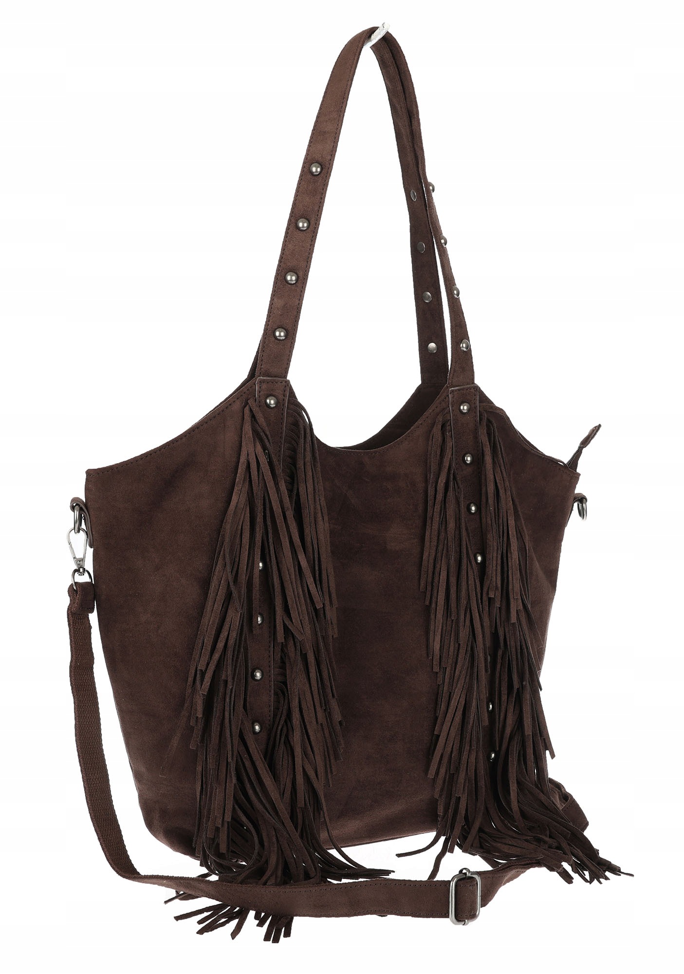 Dámská kabelka Semišová Třásně Shopper Taška přes rameno L3940 Čokoládová