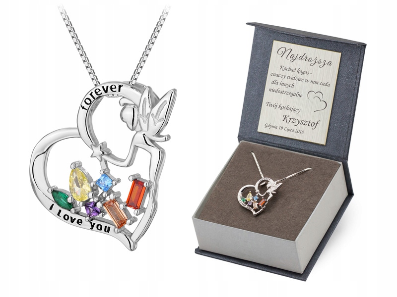 Stříbrná Sada ryzost 925 Řetízek 42 cm a Přívěsek tvaru srdce Zirkony Gravírování