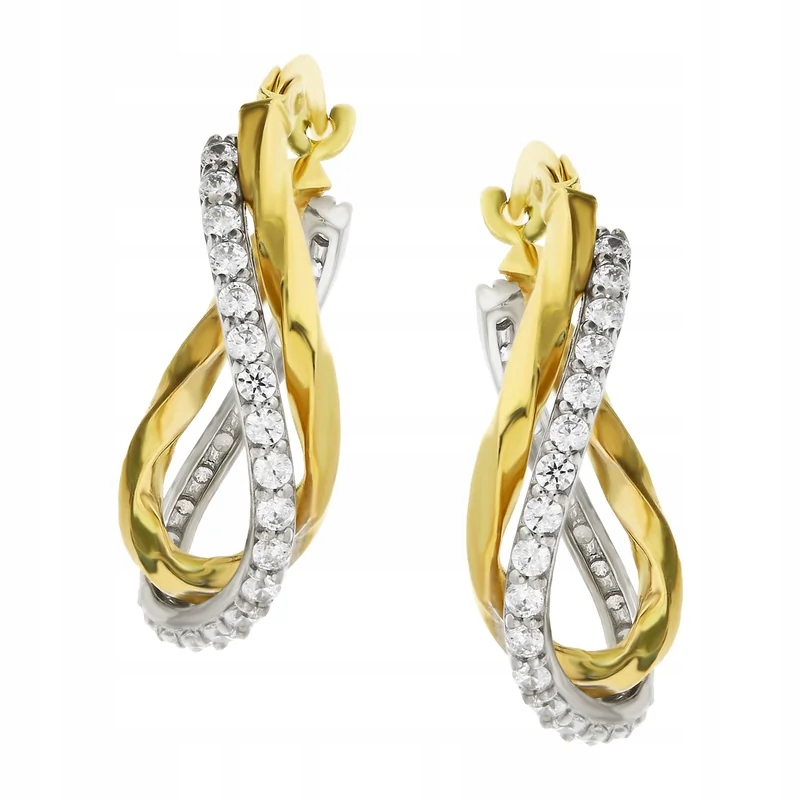 náušnice pro ženy ze zlata 585, osmičky s bílými zirkony, dárek 2,43g