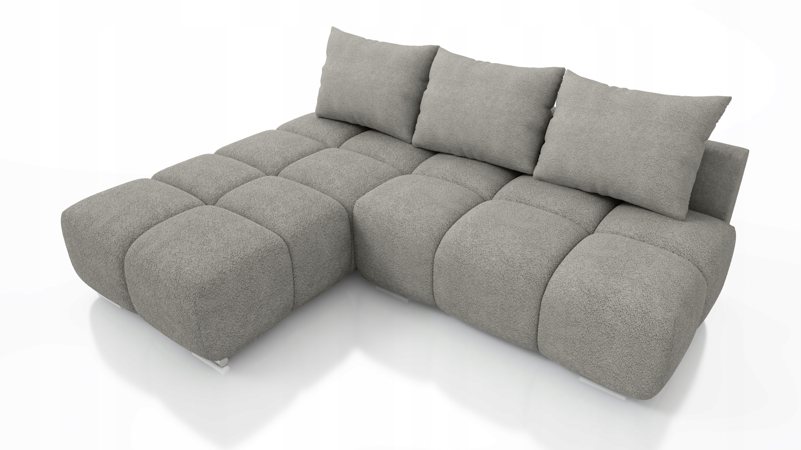 Béžový Prošívaný Rohová Sedací Souprava Rozkládací Funkce Spaní Rohová Sedačka Honey Mini Levá