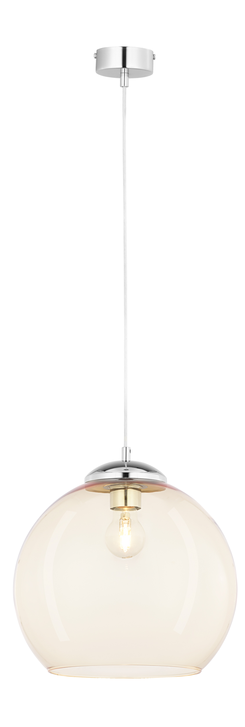 Závesná lampa chróm jantár 1xE27 15W Asti Jupiter moderná