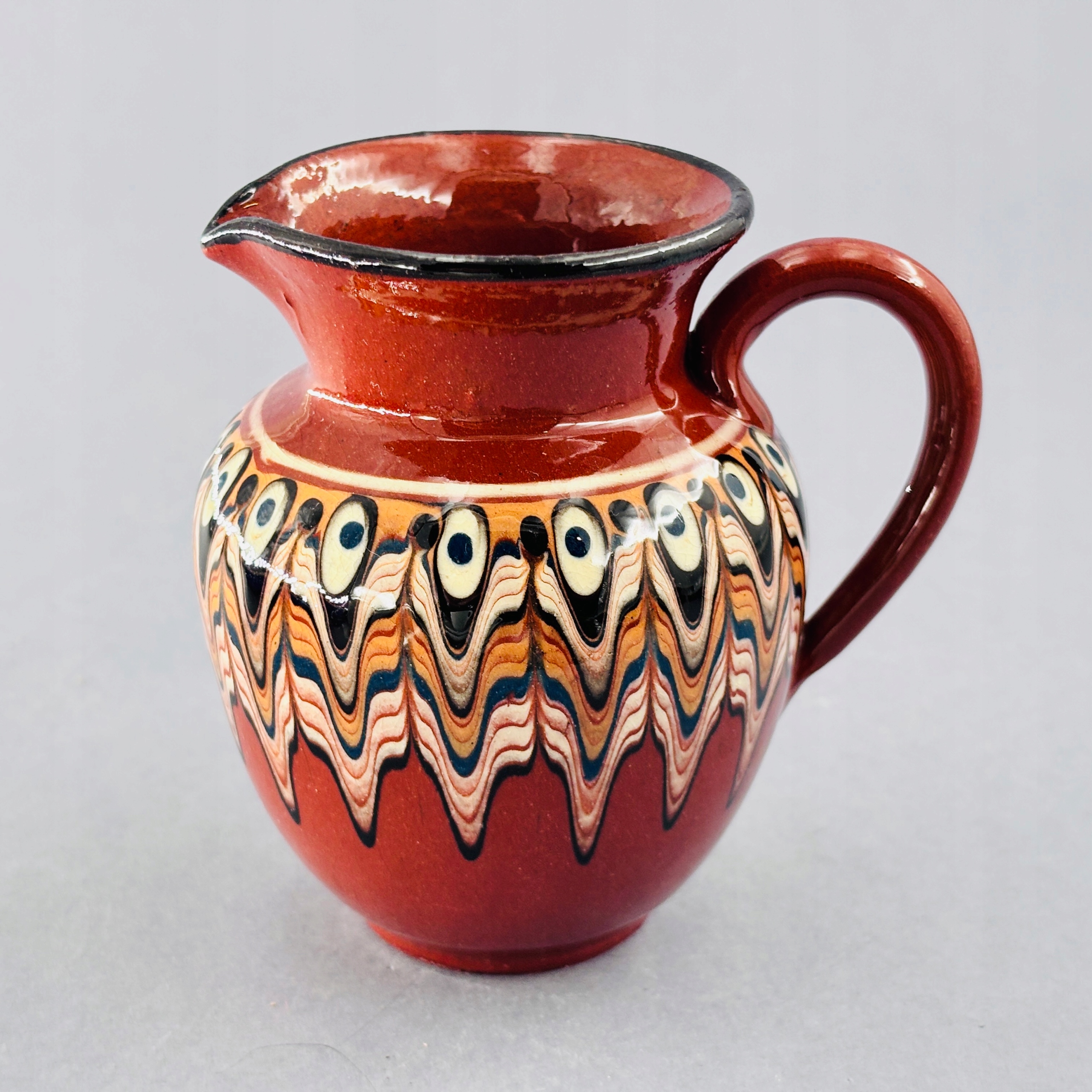 PIĘKNY MALOWANY DZBANEK DZBANUSZEK CERAMICZNY STYL LUDOWY FOLK