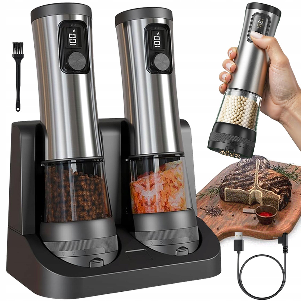 Elektrický Mlýnek Na Sůl A Pepř Sada 2 Ks 100 ML