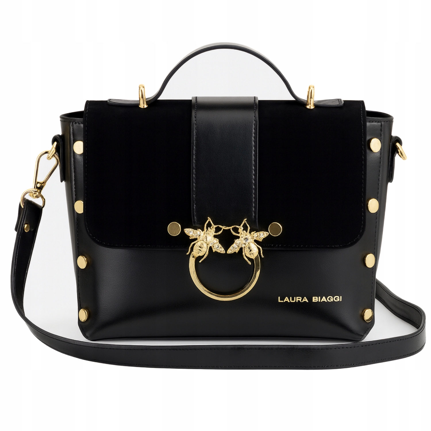 Laura Biaggi Dámská kabelka Kufřík přes rameno Kabelka Přes Rameno Černá Semiš