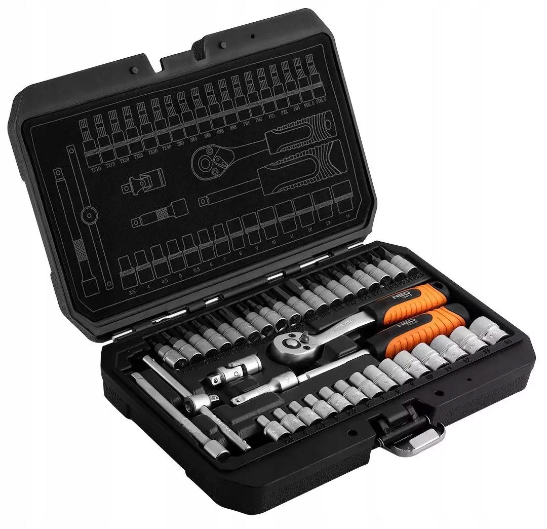 Zestaw Kluczy Nasadowych 1/4' Satynowy, 38 Elementów N10-232 Neo Tools
