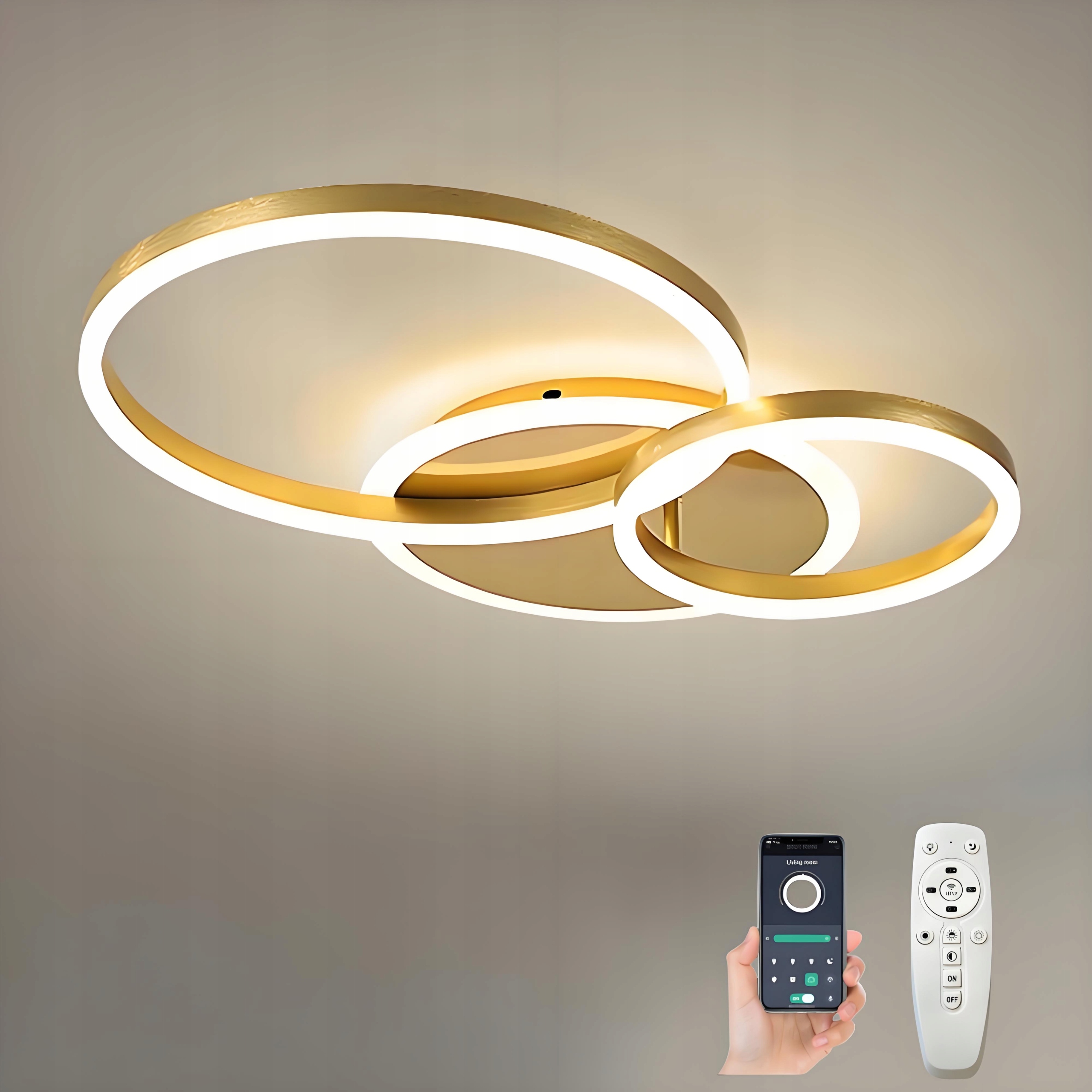 Moderní zlatá stropní lampa s Led kroužkem, 36 W