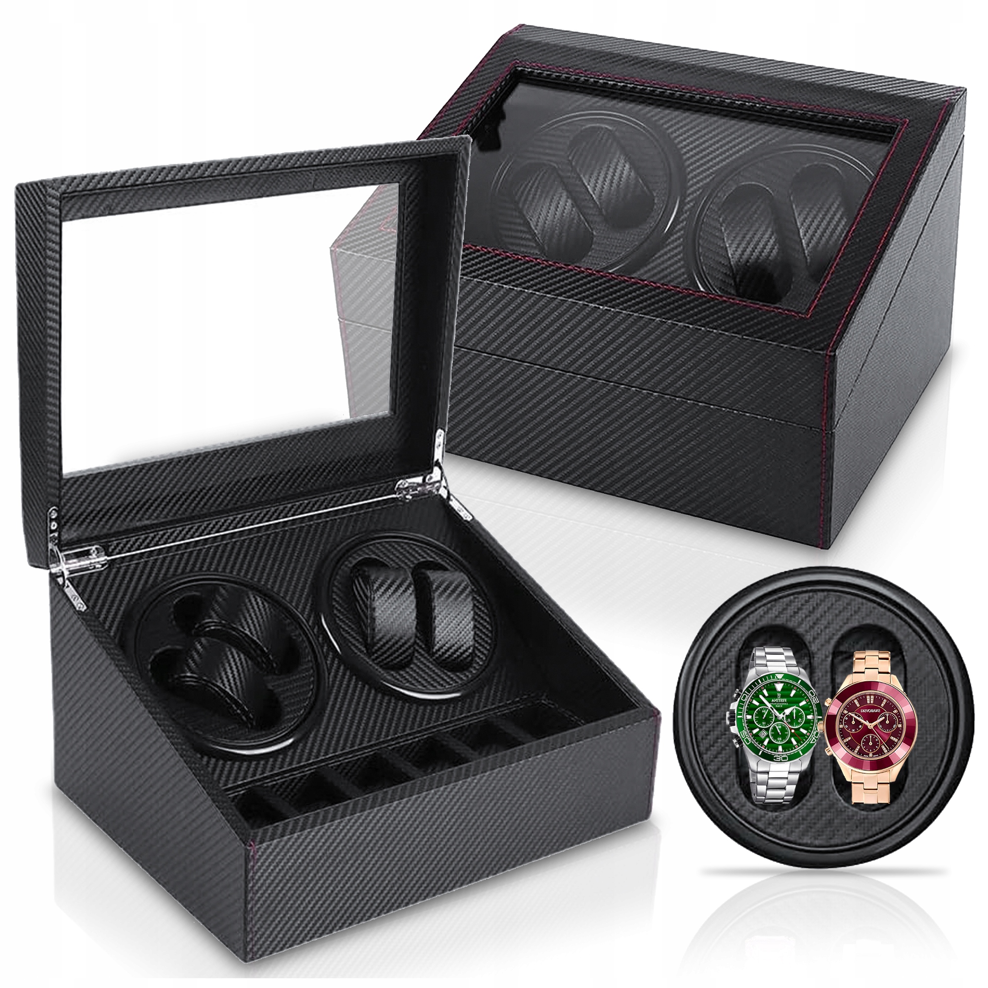 Rotomat Pro 4 Automatické Hodinky Krabička Ekokůže Vitrína Krabička