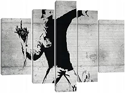 Obraz 170x100 Banksy Flower Thrower protest míru láska válka grafitti