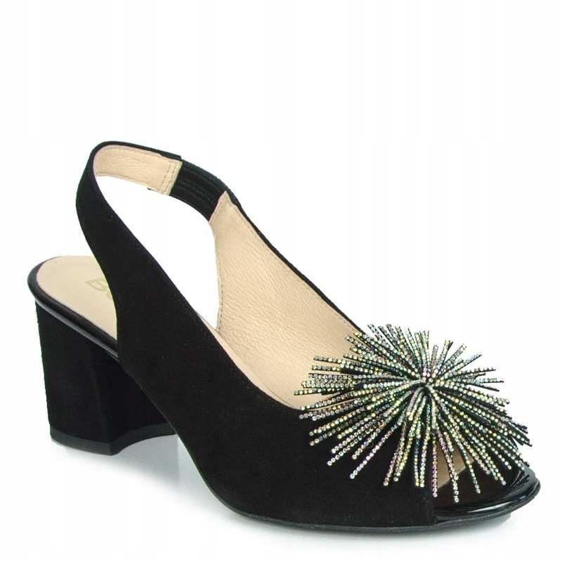 Boccato 1518 Sandály S Ozdobou Sloupek Kůže Semiš Černá 36