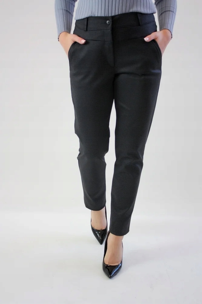 Teplé kalhoty s jemným kostkováním, černé, velikost 38