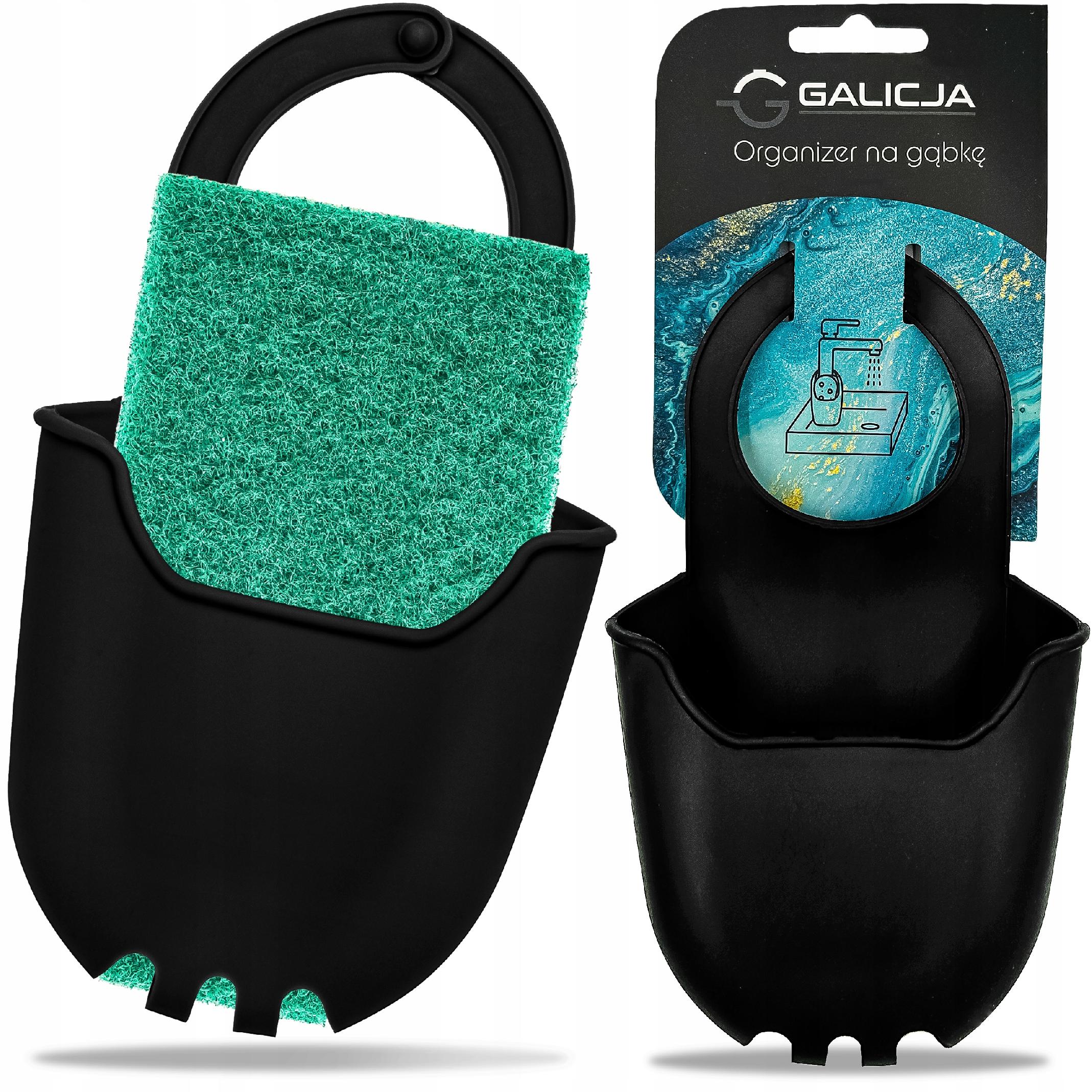 Organizer na Gąbkę do Kuchni Czarny Silikonowy Kran Zlew