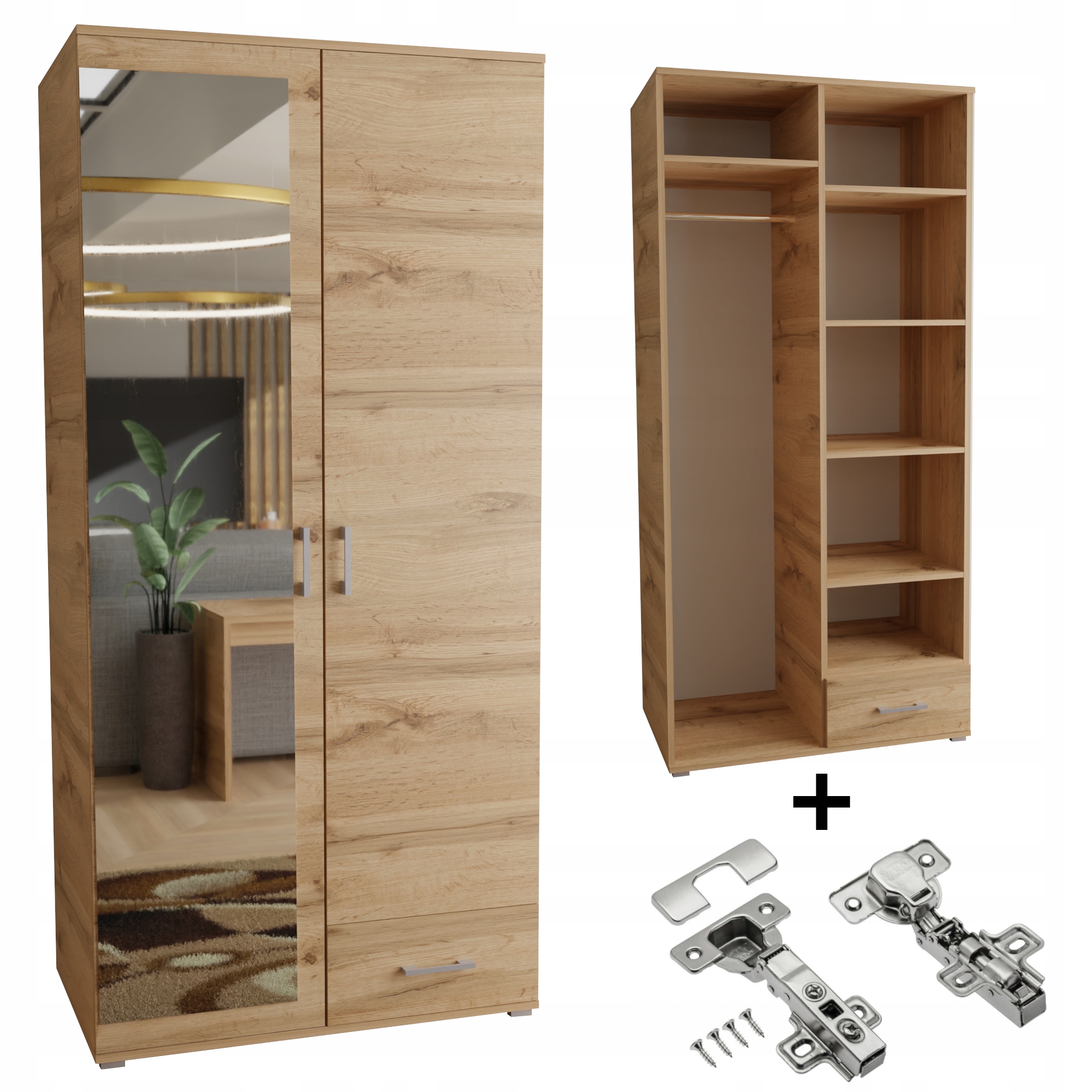 Skříň 80 cm sonoma bílá zrcadlo s tichým dovíráním