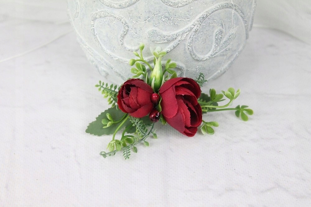 Przypinka butonierka ślubna pełnik BORDO modna Nazwa 11735167300