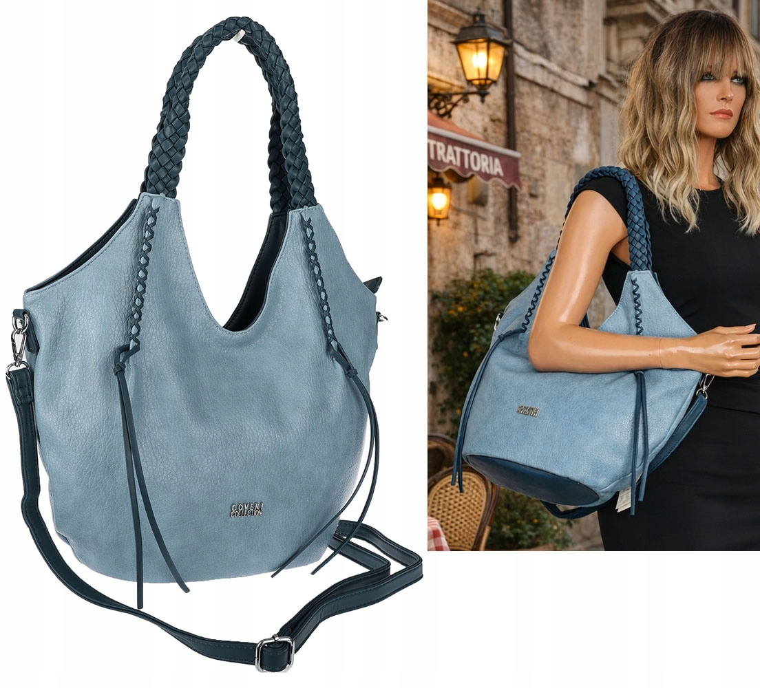 Torebka damska worek shopper na ramię duża pajemna casual CC6701 Niebieska