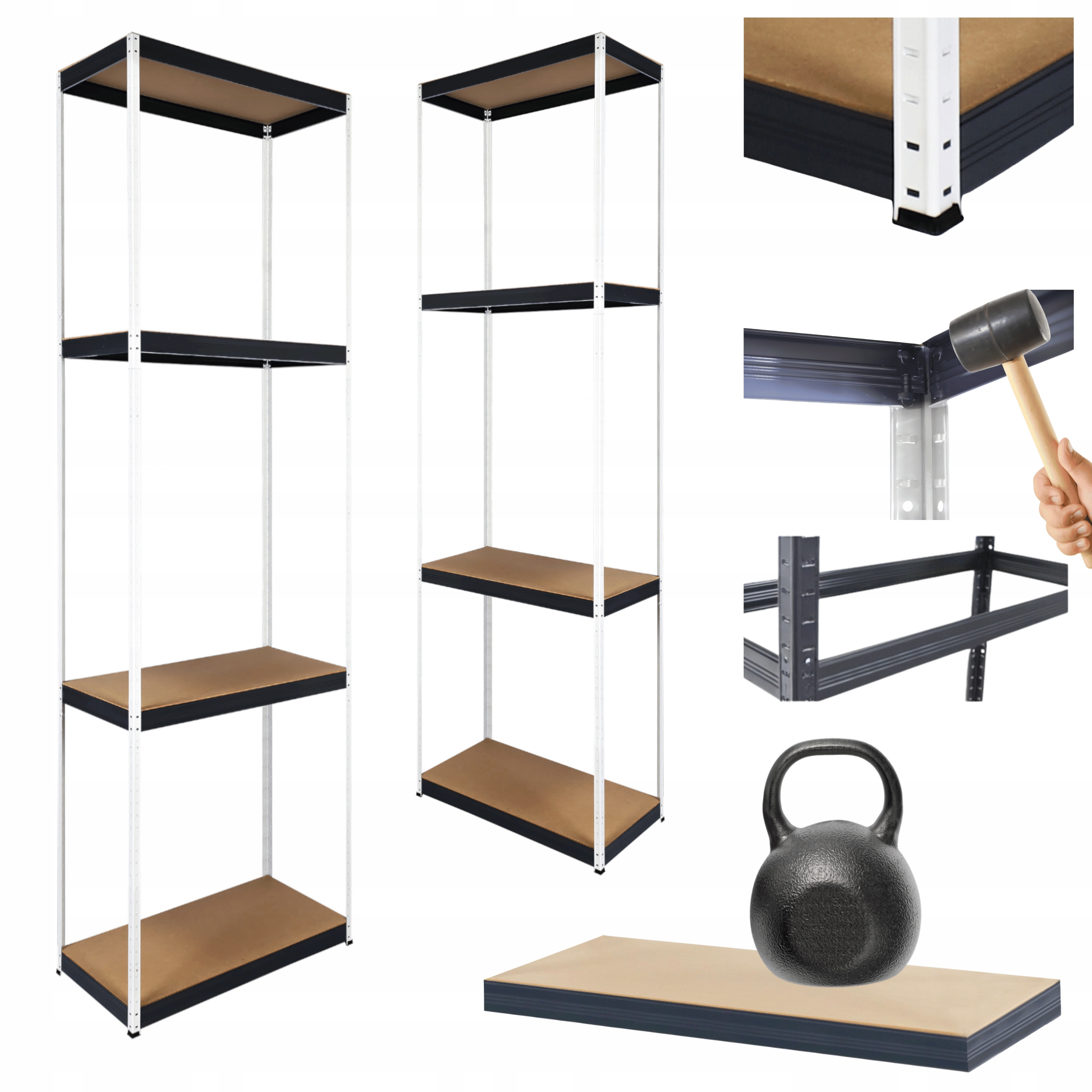 Kovový skladový regál s garážovým stojanom Helios 180x35x35 cm 4Px175 kg