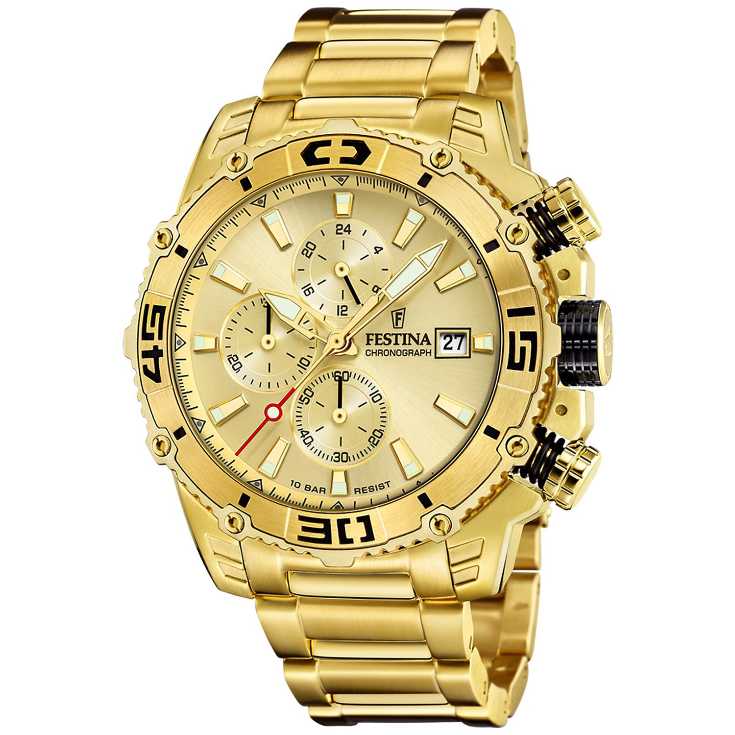 Pánské Hodinky Festina F20492-1 zlatý náramek