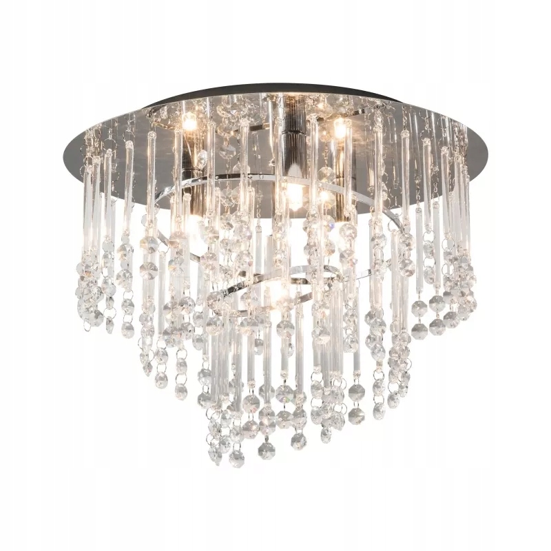 Bohato zdobený stropné svietidlo s kaskádovým efektom z kryštálov nad schody Terre