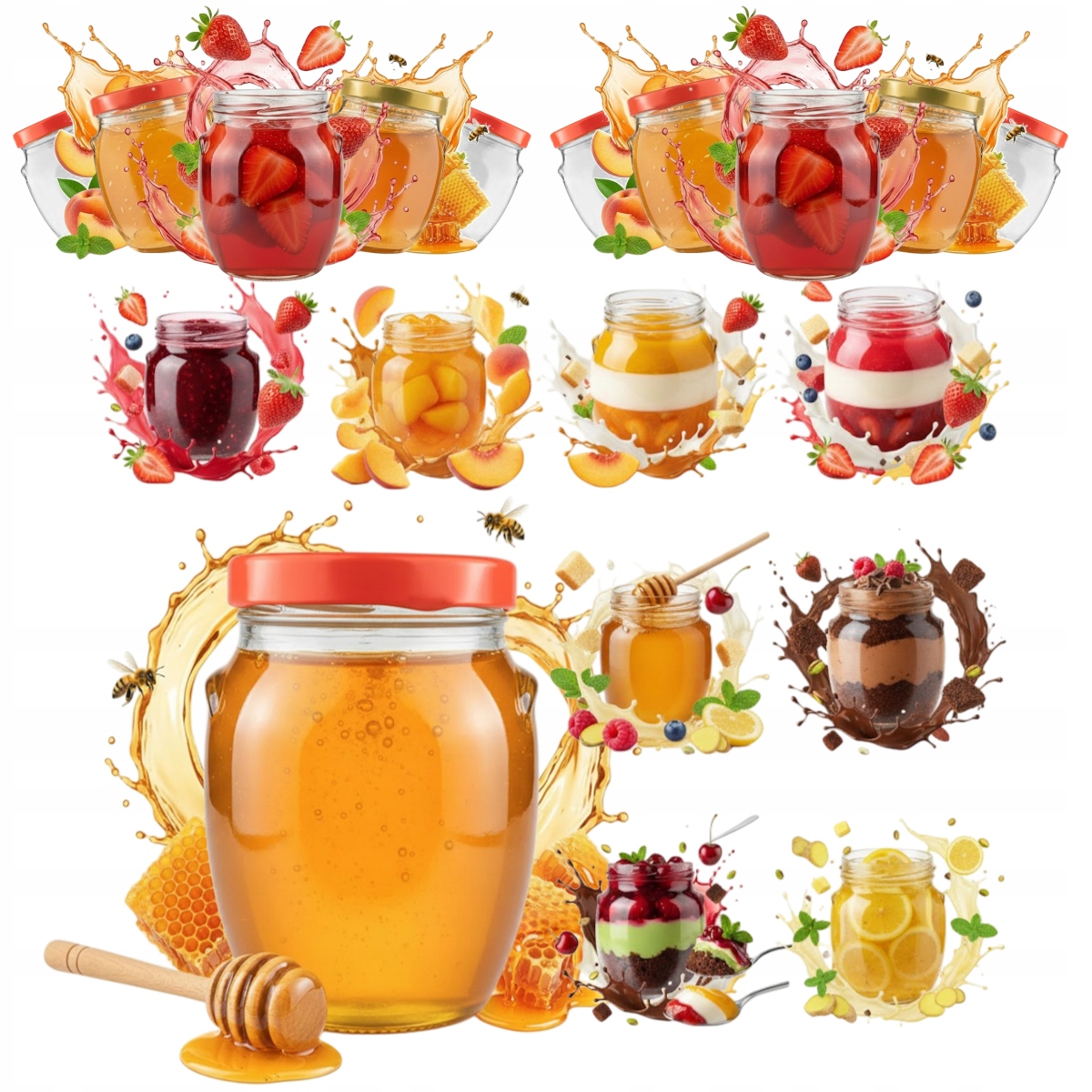 50 kusů Skleněná zavařovací sklenice Amfora 145 ml Dezerty Bylinky Džem Zavařeniny Med