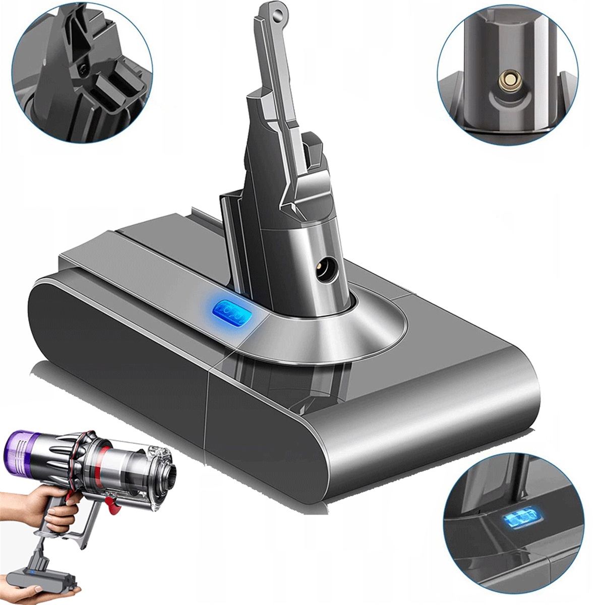 Baterie 21.6 V 4600 Ah, Náhrada Pro Dyson V8 SV10 S Ochranou Proti Přetížení