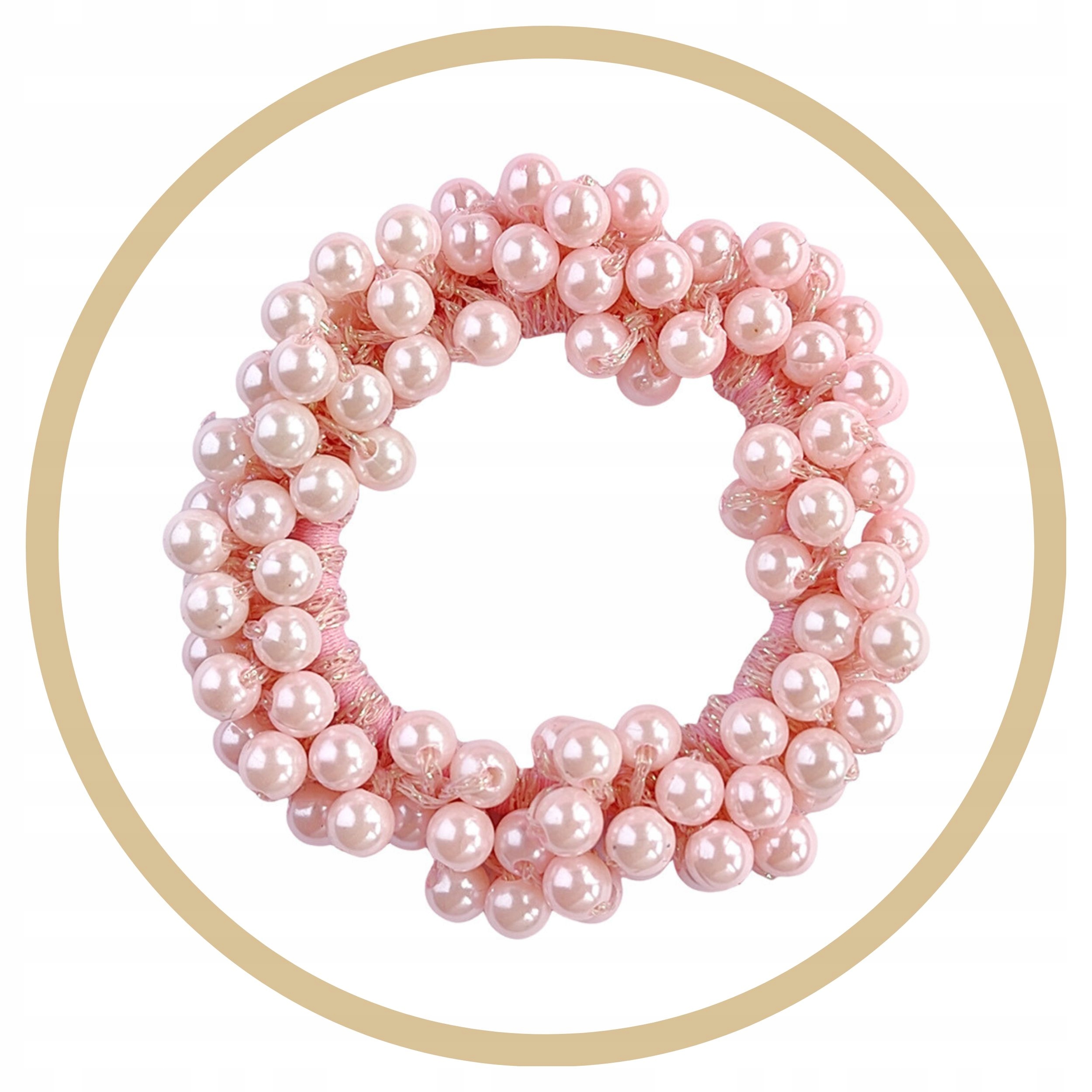 Gumka do włosów Z PEREŁKAMI rozciągliwa różowa WYGODNA z koralikami MODNA Marka Inna marka