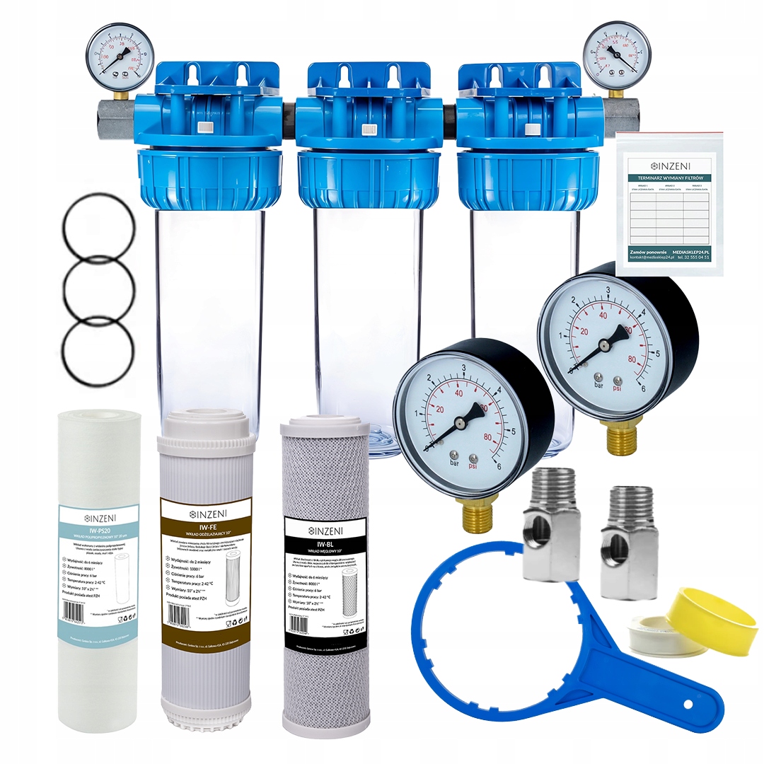 Filtr na železo ve vodě manometry Inzeni – odželezňovací sada 3/4 palce