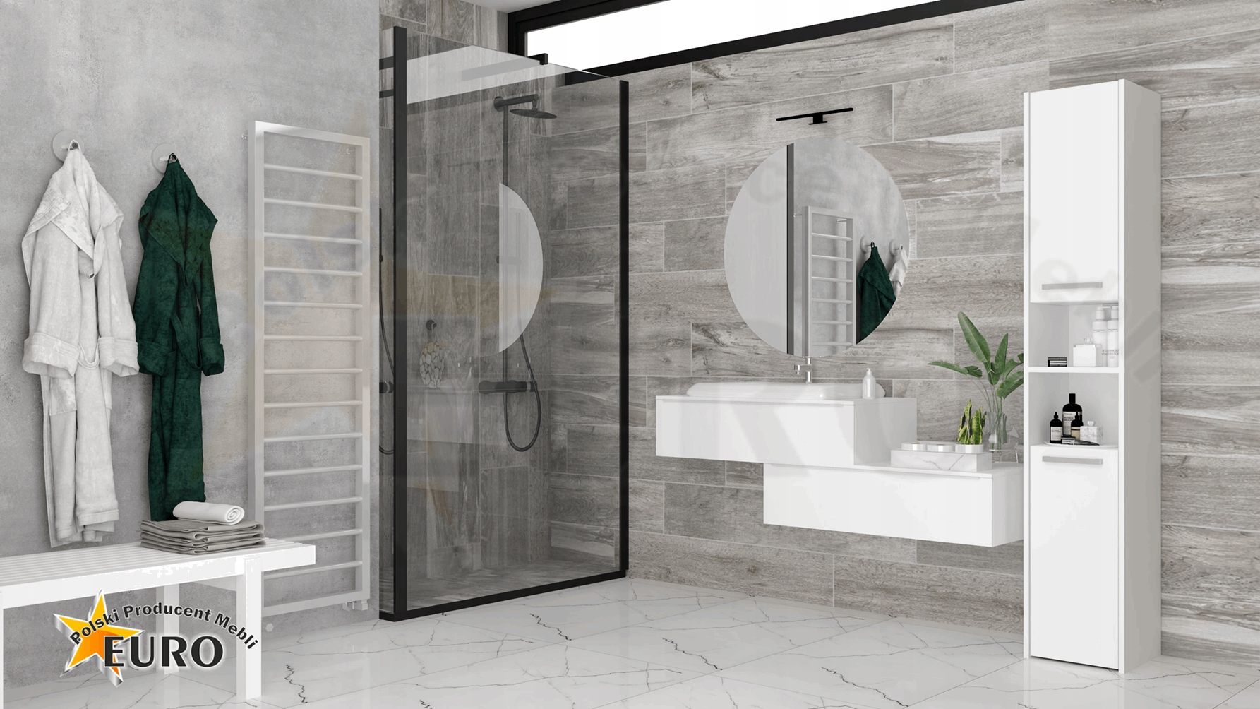 SZAFKA ŁAZIENKOWA 30CM REGAŁ SŁUPEK BIAŁY 6 PÓŁEK Marka Euro-Meble