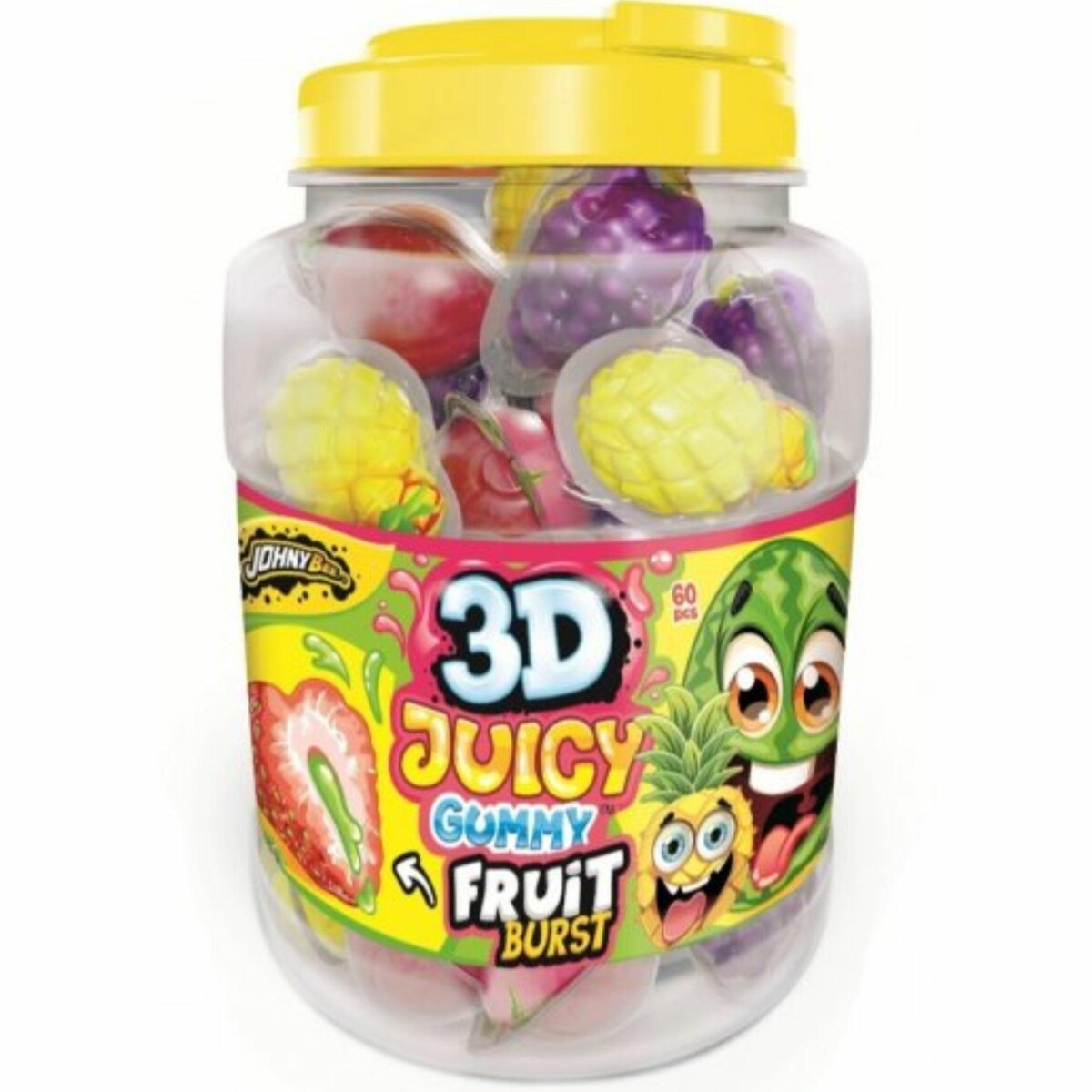 Levně Johny Bee 3D Juicy Gummy Fruit Želé Bonbony Ve Tvaru Ovoce 60 Ks