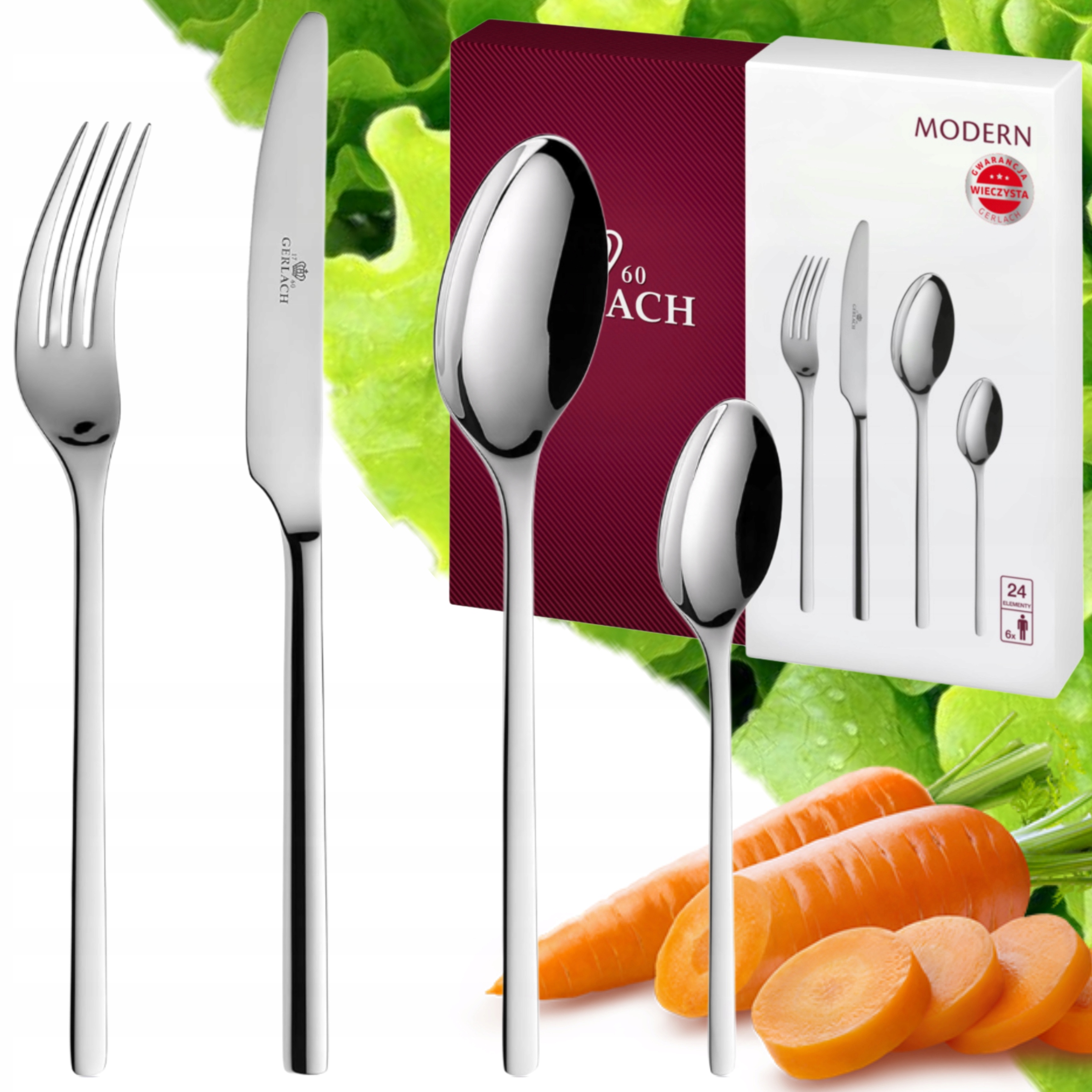 Sada 24 Příborů Lesk 6 Osob Sada Příborů Krabička Gerlach Modern