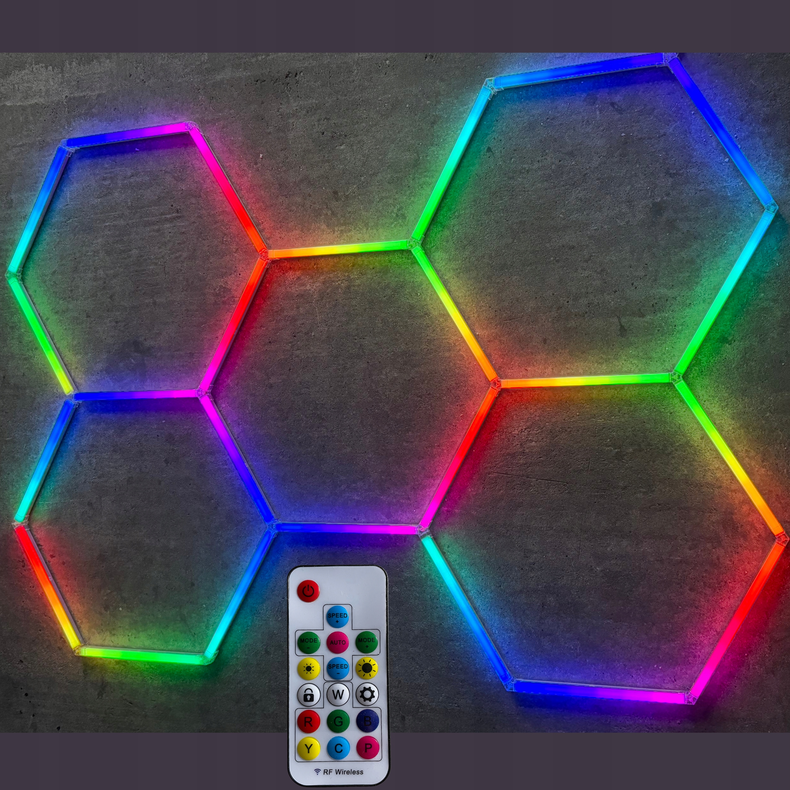 Lampa s panelom Hexagón 5 Rgb stropné svietidlo biela na garáž