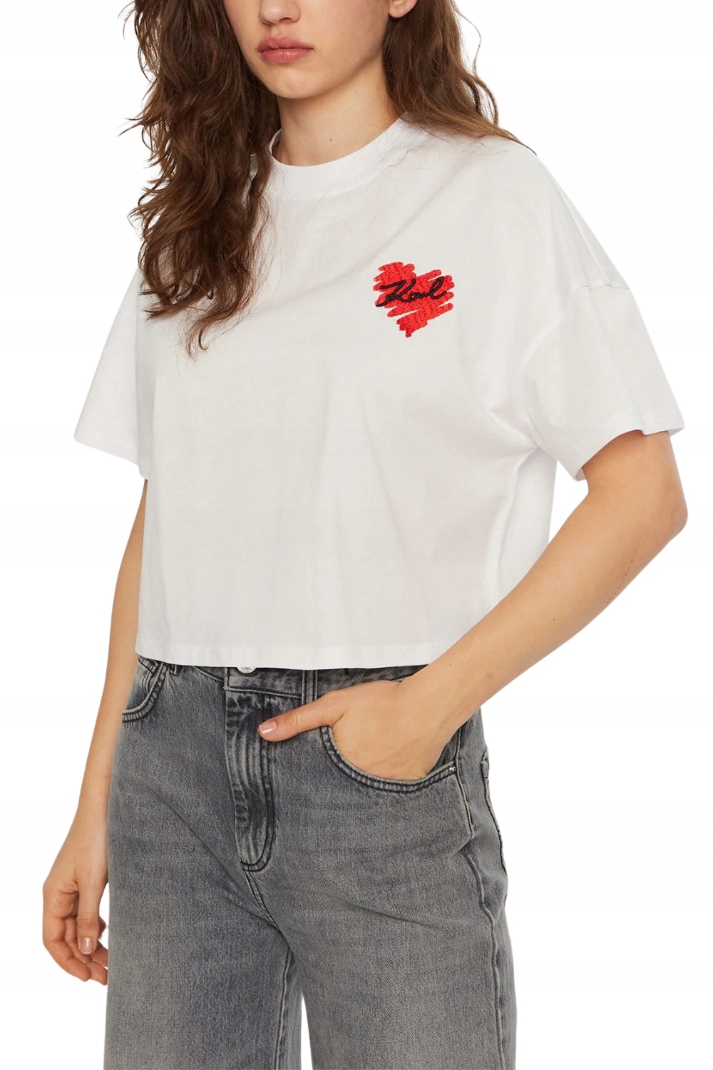 Karl Lagerfeld Bílý dámský top Hearts Cropped S