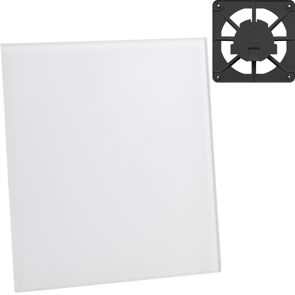 Ventilační Mřížka Grafit 15x15 Skleněný Panel Bílý Mat Dekorativní