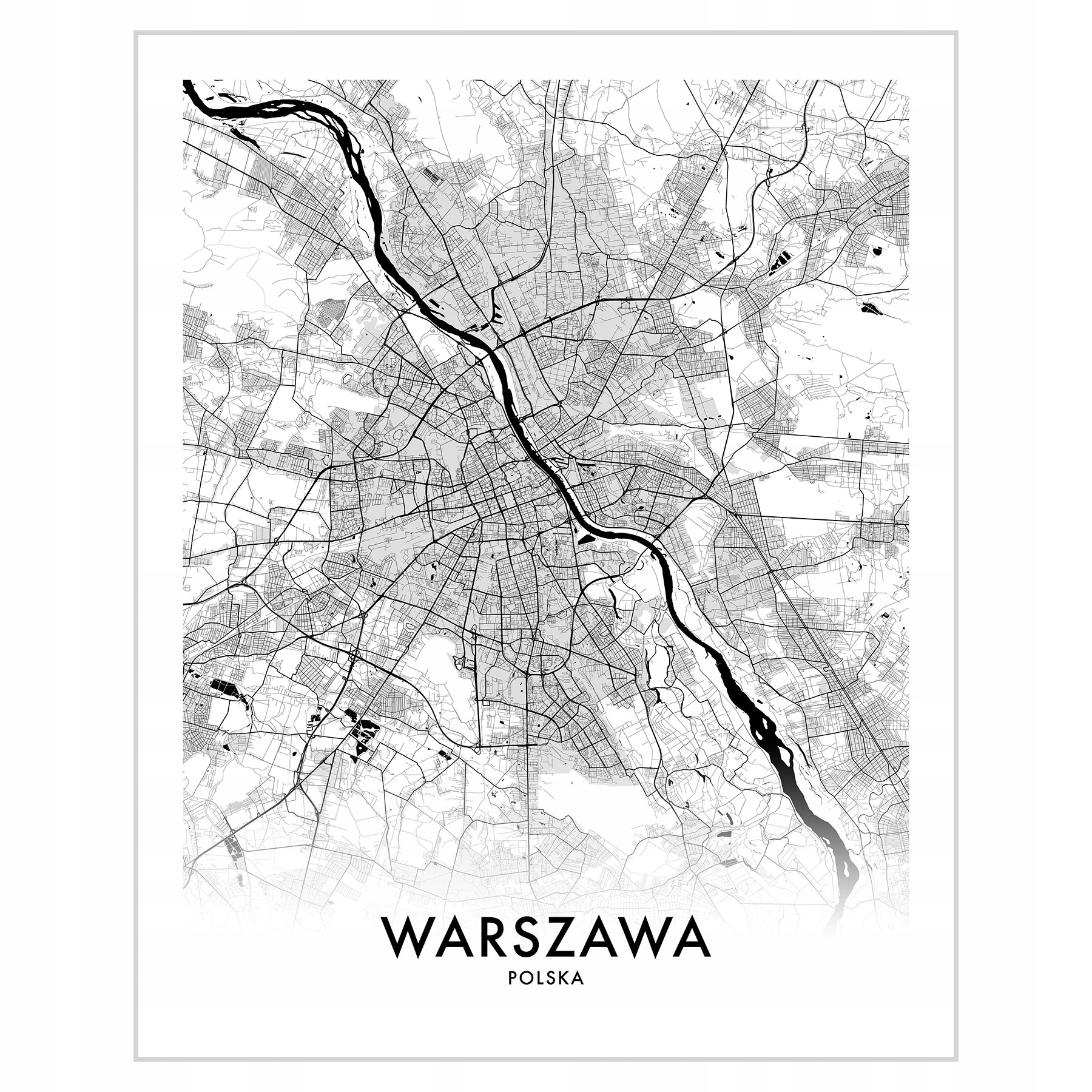 

Plakat 40x50 Mapa Warszawa Kolor czarno-biały