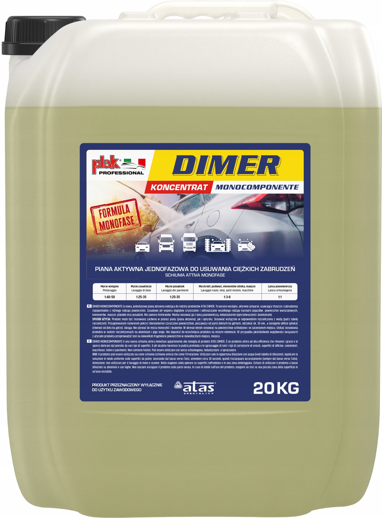 Dimer Eco Monocomponente 20KG Koncentrát Aktivní Pěna ATA045902 Pars