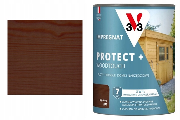 Impregnat Protect+ Woodtouch V33 płoty, pergole, domki Dąb Ciemny Mat 4,5L