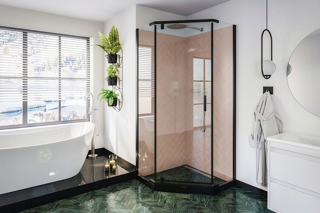 Pentagonální kabina Černá 90x90 Easy Clean